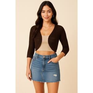 Y2K Vanity Crochet Knit Cropped Sweater Boho Preppy Streetwear Festival Size L